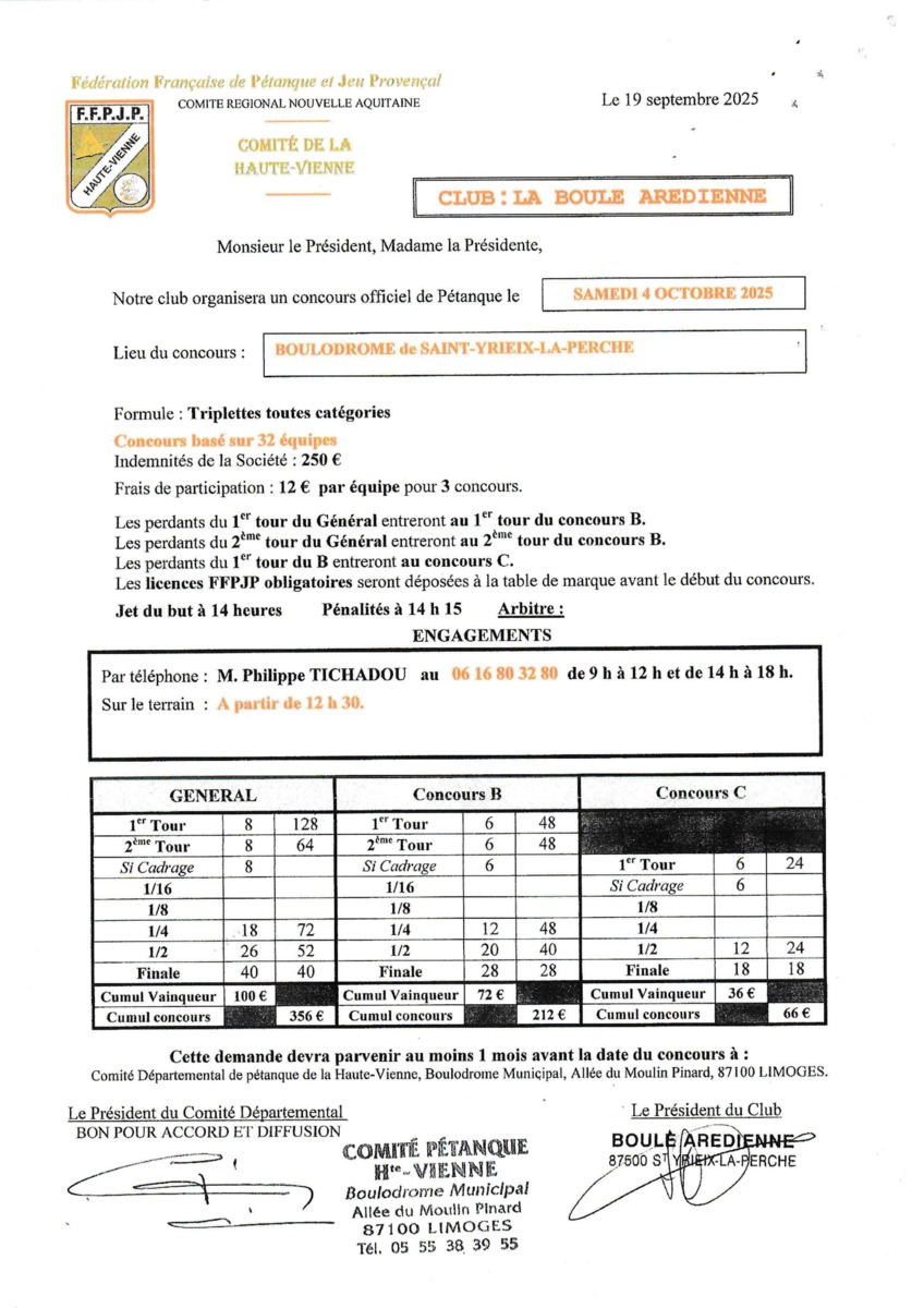concours trip tc ffpjp Samedi 4 Octobre