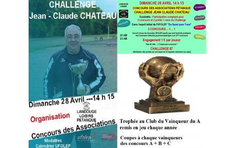 UFOLEP CONCOURS DES ASSOCIATIONS / CHALLENGE JEAN CLAUDE CHATEAU