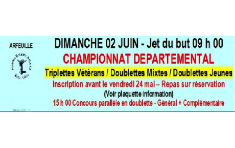 RESULTATS CHAMPIONNAT UFOLEP DEPARTEMENTAL VETERANS / MIXTE / JEUNE le 02 juin à ARFEUILLE
